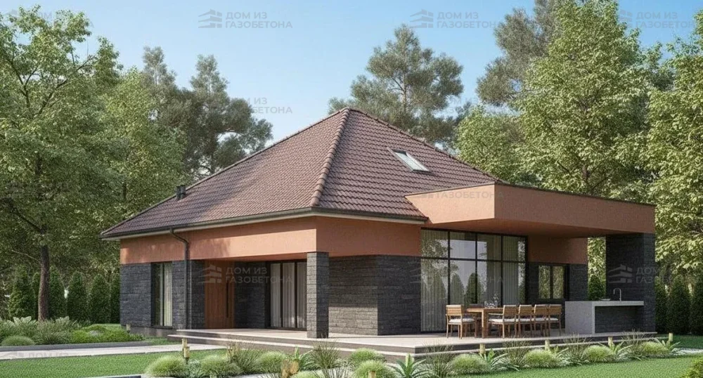 Проект Одноэтажный дом 12 на 12, 105 м2